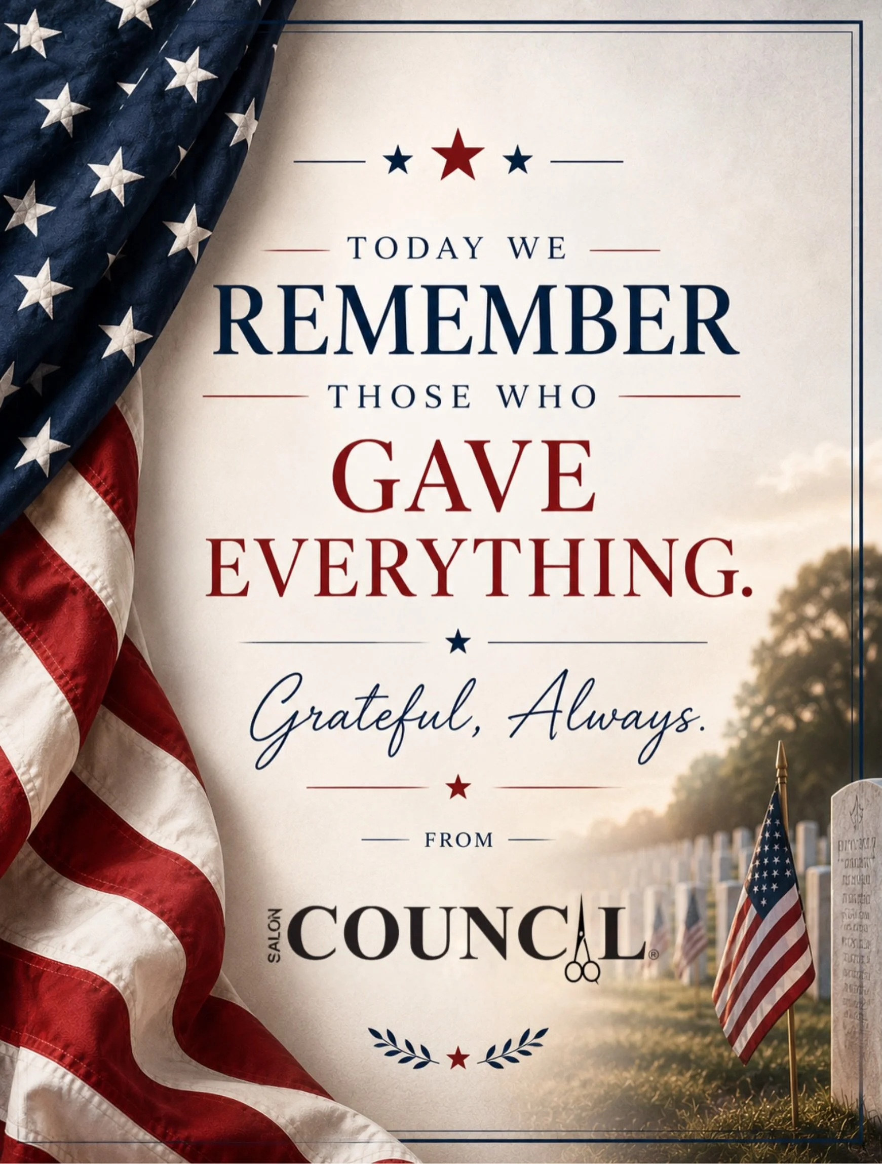 Today, we remember those who gave everything for our freedom. 🇺🇸

This Memorial Day, we honor the courage, sacrifice, and service of the brave men and women who will never be forgotten.

Grateful, always.&mdash; Salon Council

#MemorialDay #SalonCo