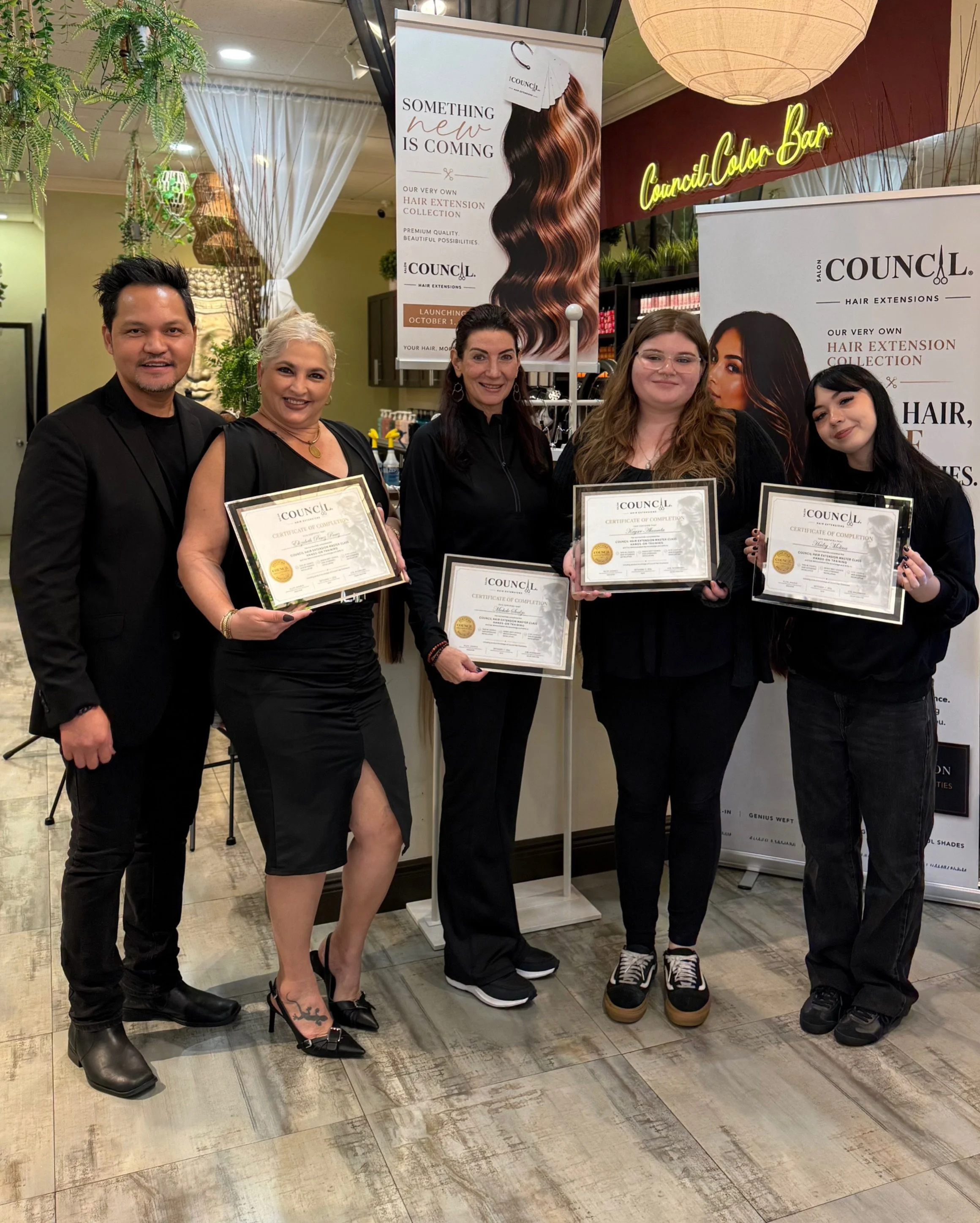 Another round complete. 🎓✨

Last Thursday, September 17, we completed our third Council Hair Extension Master Class Hands-On Training at Salon Council Pembroke Pines.

Our team - Elizabeth, Michele, Kaysee and Hailey trained and became certified in 