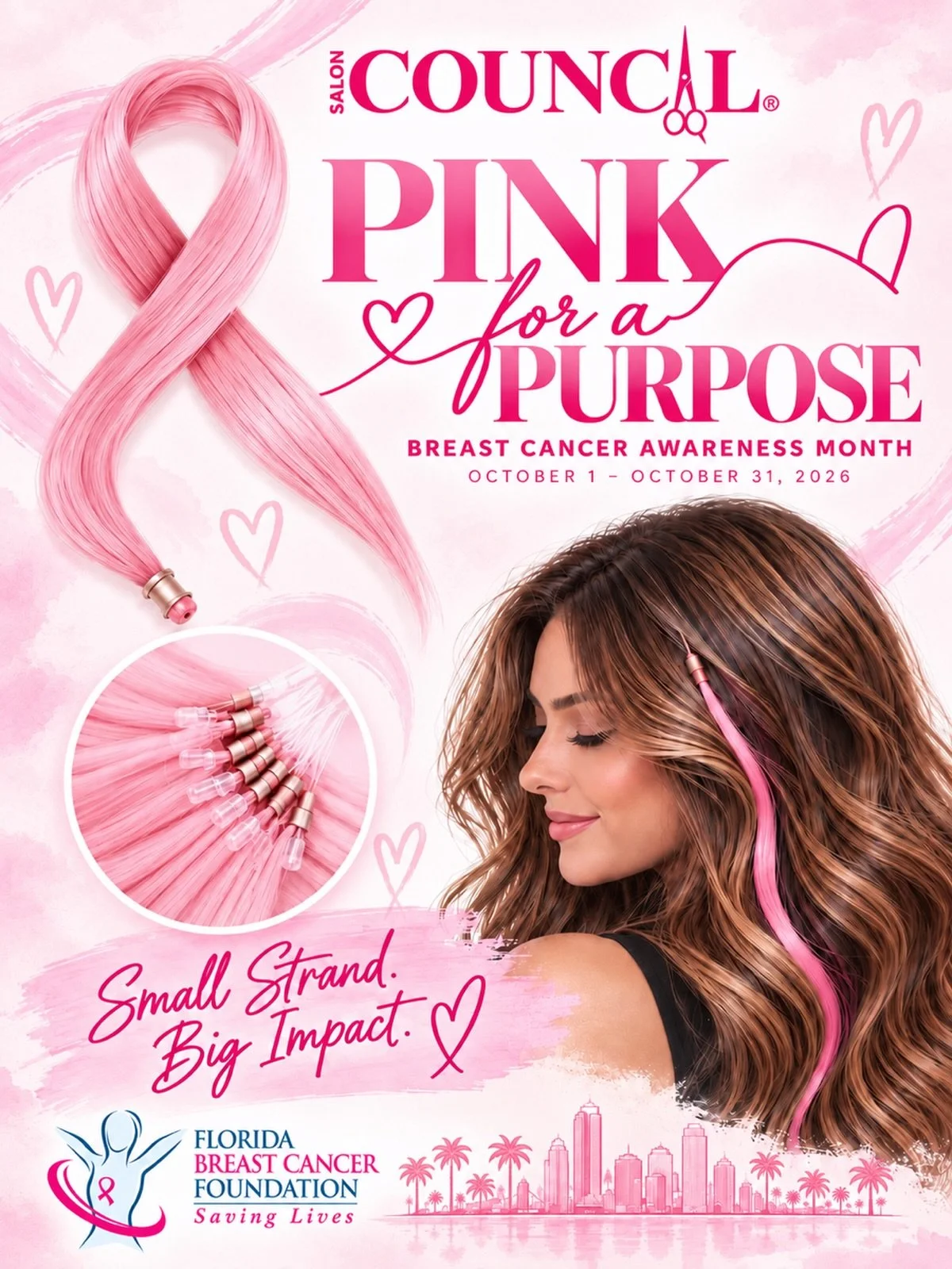 🎀 PINK FOR A PURPOSE 🎀

This October, add a little pink to your hair and make a meaningful impact. 💗

For a $20 donation, receive one pink beaded hair extension, installed FREE by our volunteer Salon Council stylists. 100% of the proceeds will be 