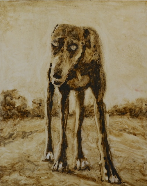   Ghost Dog,&nbsp; Oil on Wood, 16 x 20 inches, 2014    