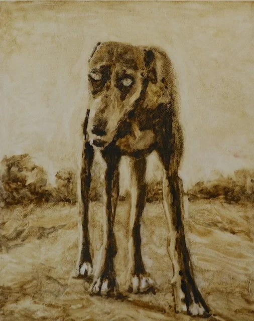 Ghost Dog, Oil on Wood, 16 x 20 inches, 2014