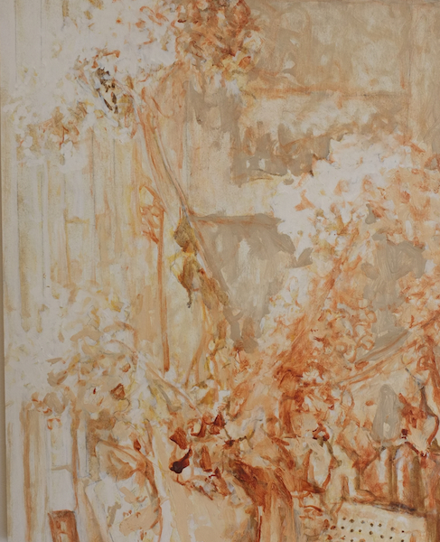   Brown Flowers,&nbsp; Oil on Wood, 16 x 20 inches, 2015 
