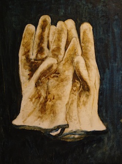   Garden Gloves,&nbsp; Oil on Wood 