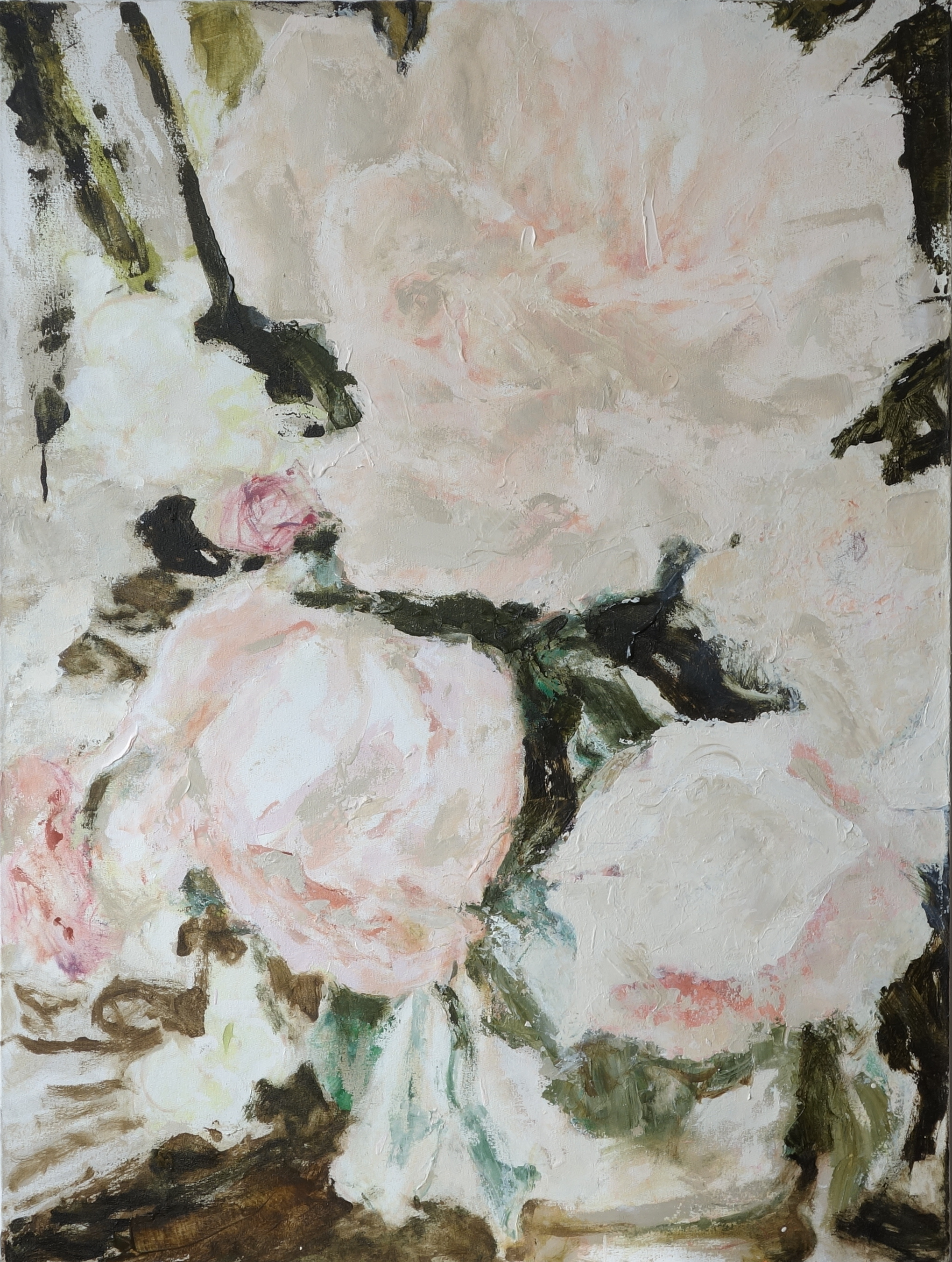   Beige Roses,&nbsp; Oil on Canvas 