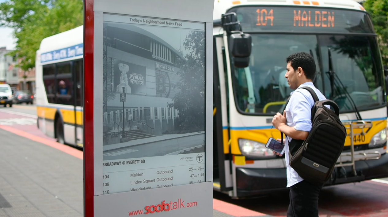 Neighborhood News Feeds Make Waiting for the Bus More Enjoyable in Everett, MA