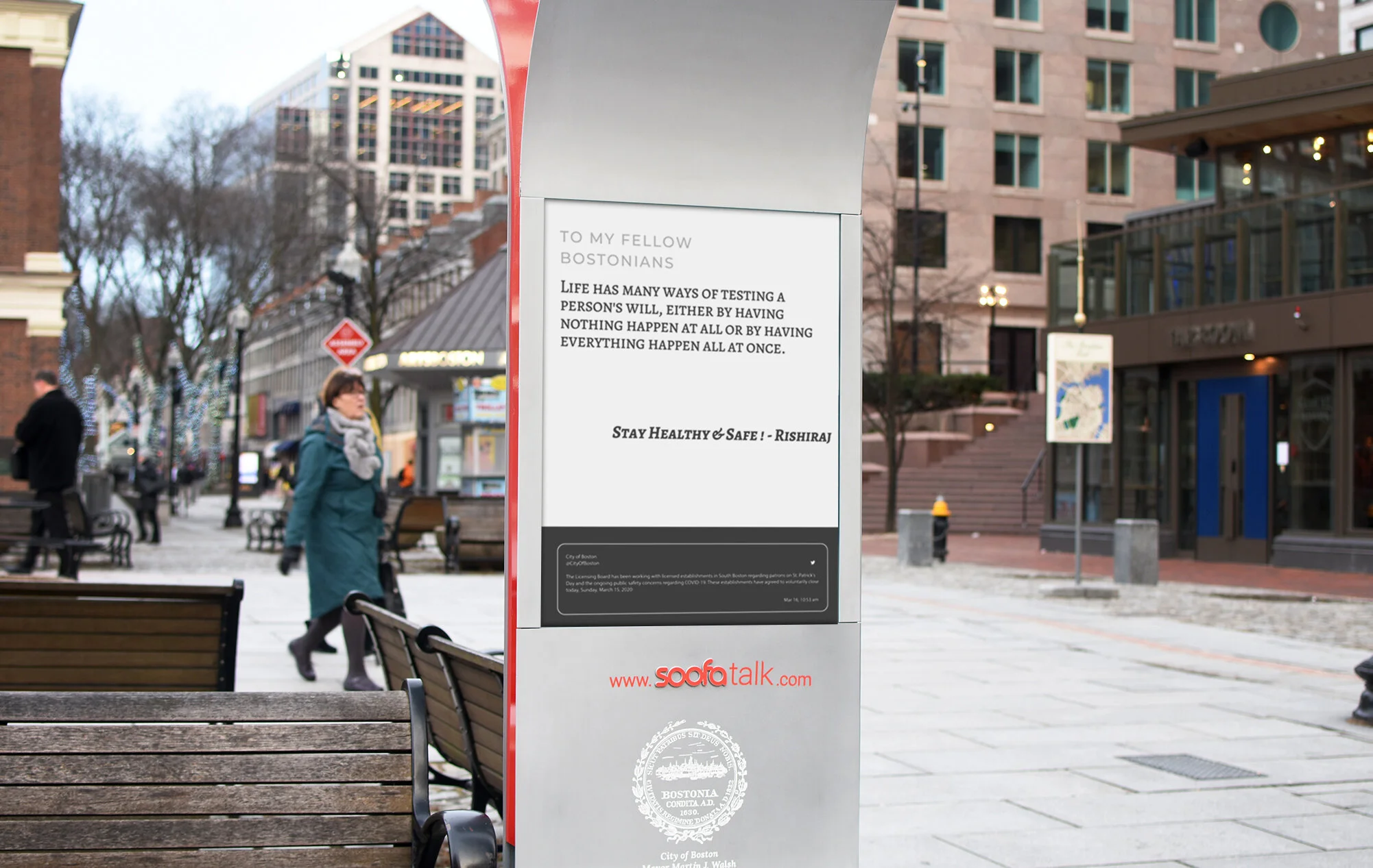 Residents use Soofa to Spread Positive Messages in Boston &amp; Atlanta.