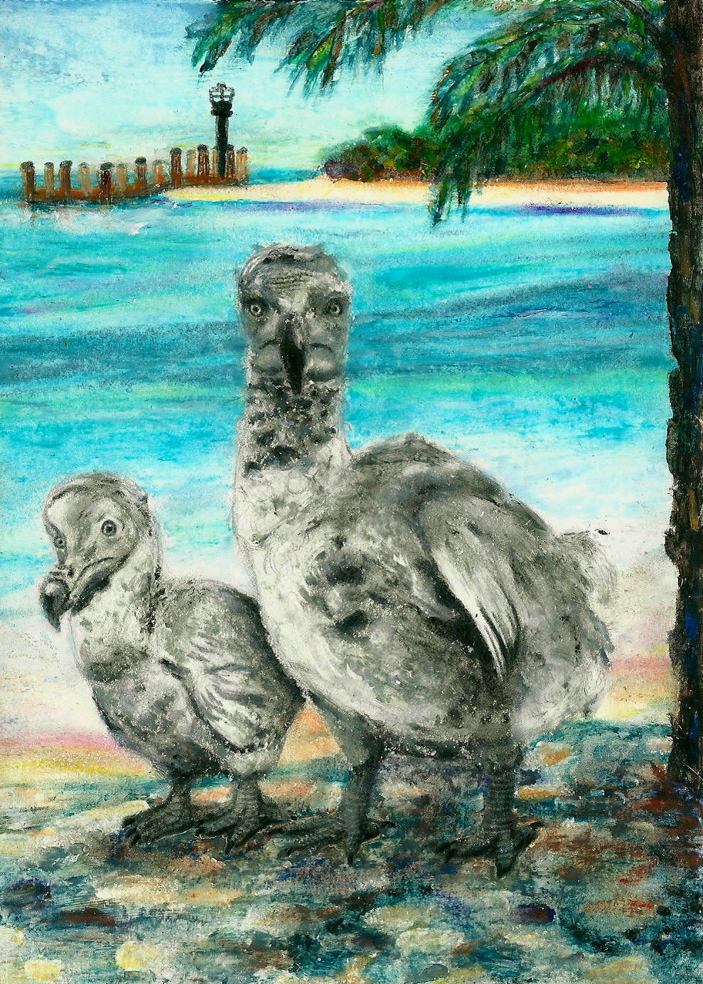 Dodo and Chick on the Beach