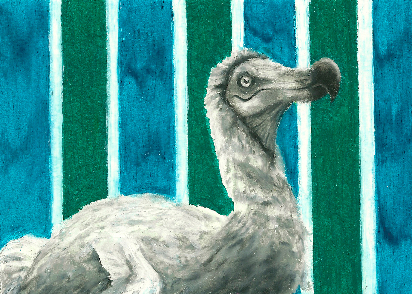 Dodo with Striped Wallpaper