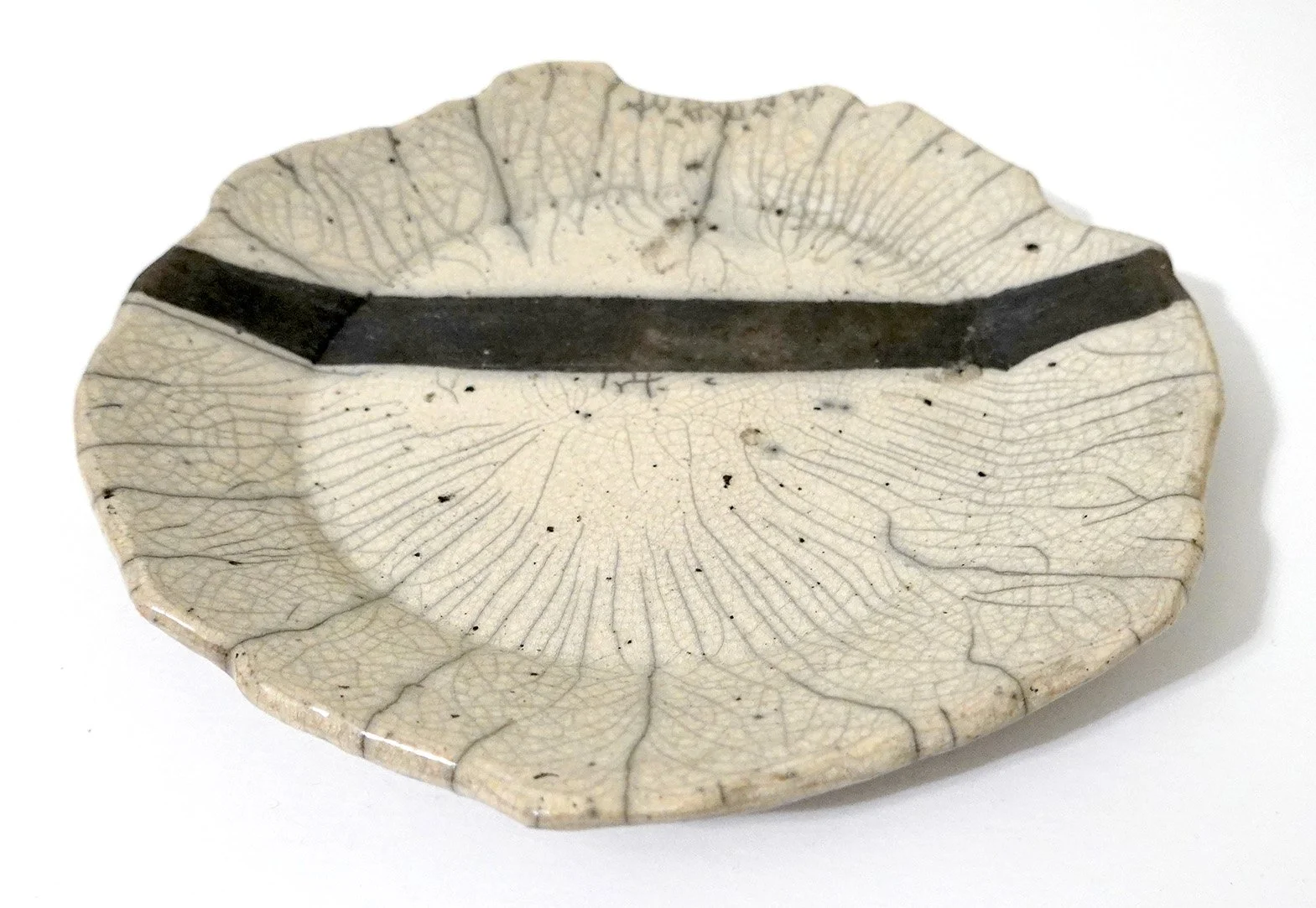 Clear and White Crackle Raku Ceramics - Stripe Edition