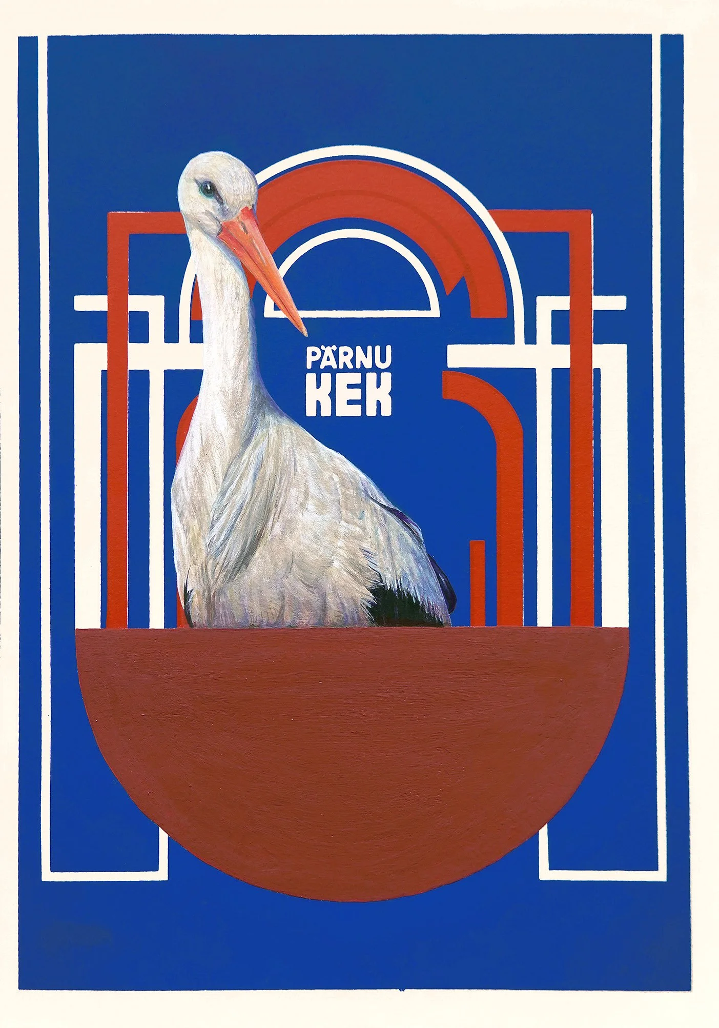 Shelby Prindaville's painting of a stork nesting on Pärnu KEK ENSV stationery c. 1980