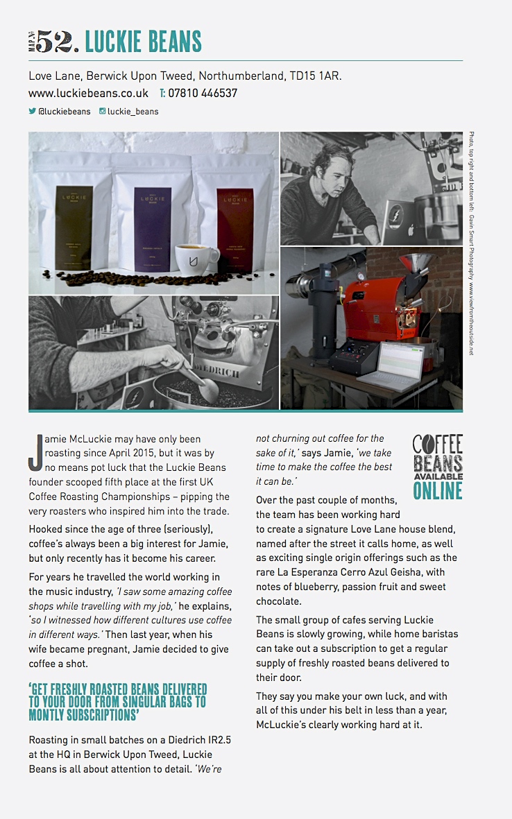 The Independent Scottish Coffee Guide Luckie Beans have been included in the very first Scottish Independent Coffee Guide and to celebrate we're offering 10% off all coffee purchases throughout March. Use code indy10 at the checkout. Above is the article from the guide. Click here to buy!
