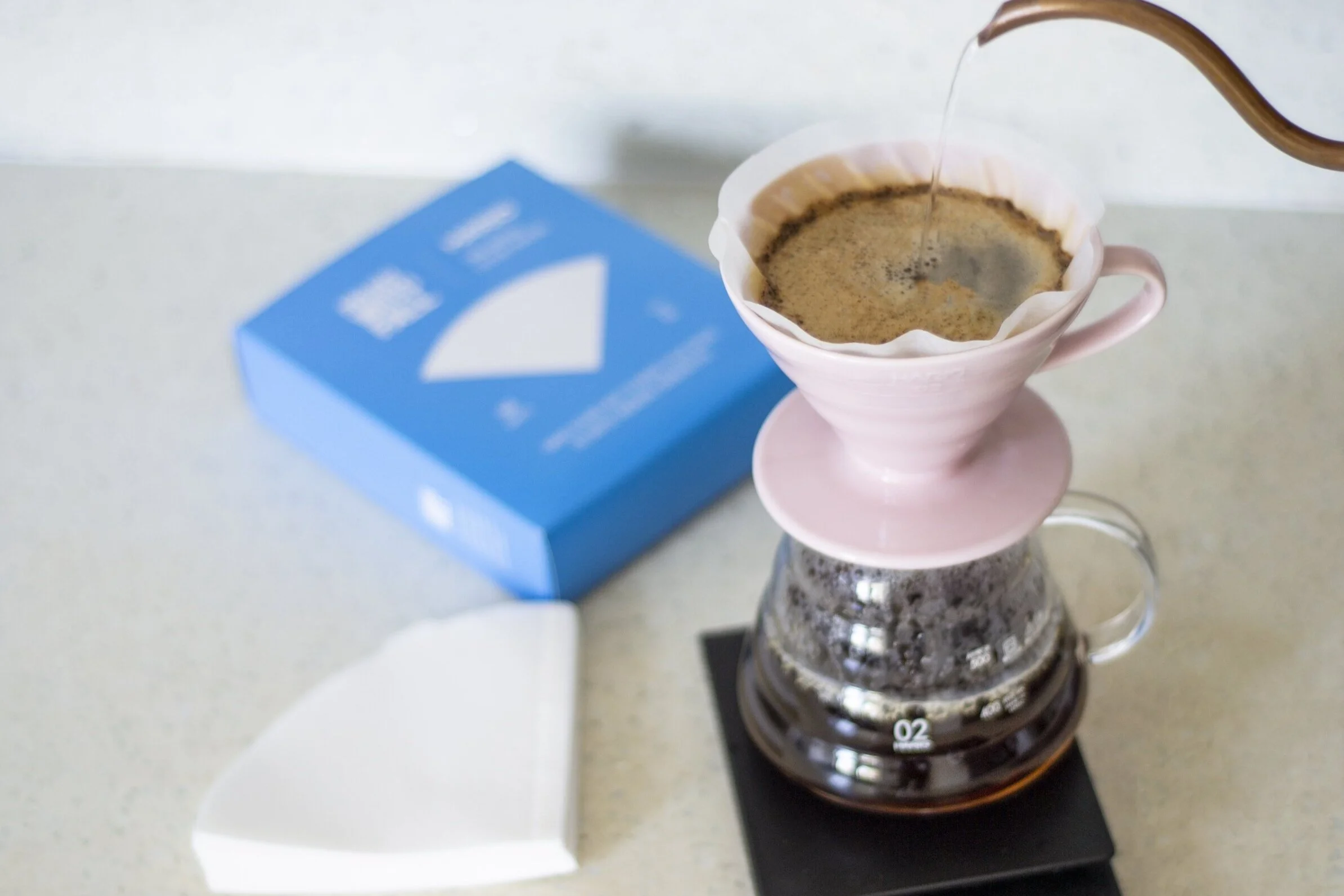 Hario V60 Filter Papers Size 02 in use