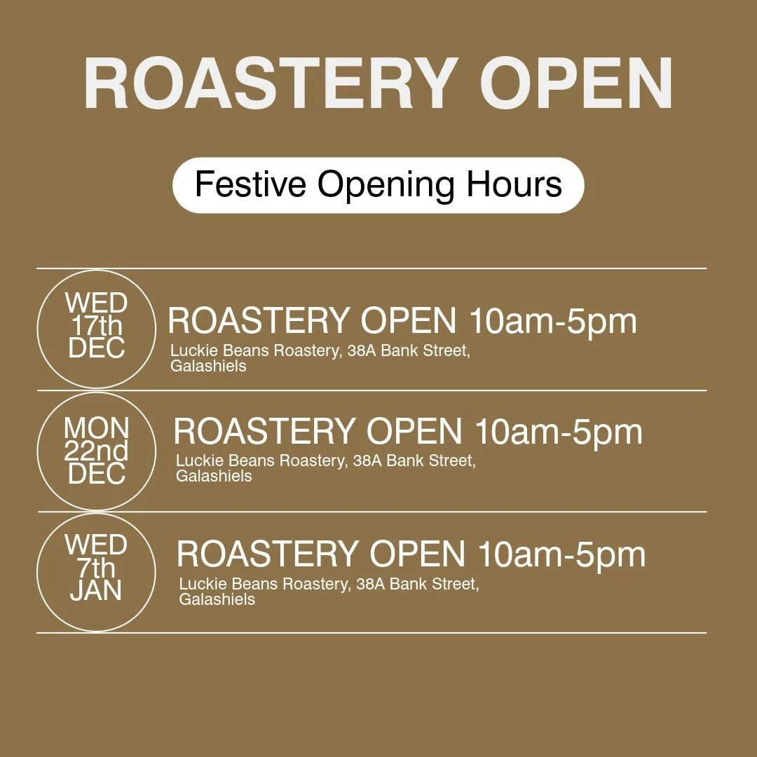Roastery will be open as usual this Wednesday but closed on Christmas Eve, so we will be open on a MONDAY! Monday 22nd December the doors are open. 

Pop in to get your fresh Christmas Day coffee. The La Marzocco will be on, so grab a tasty cup of co