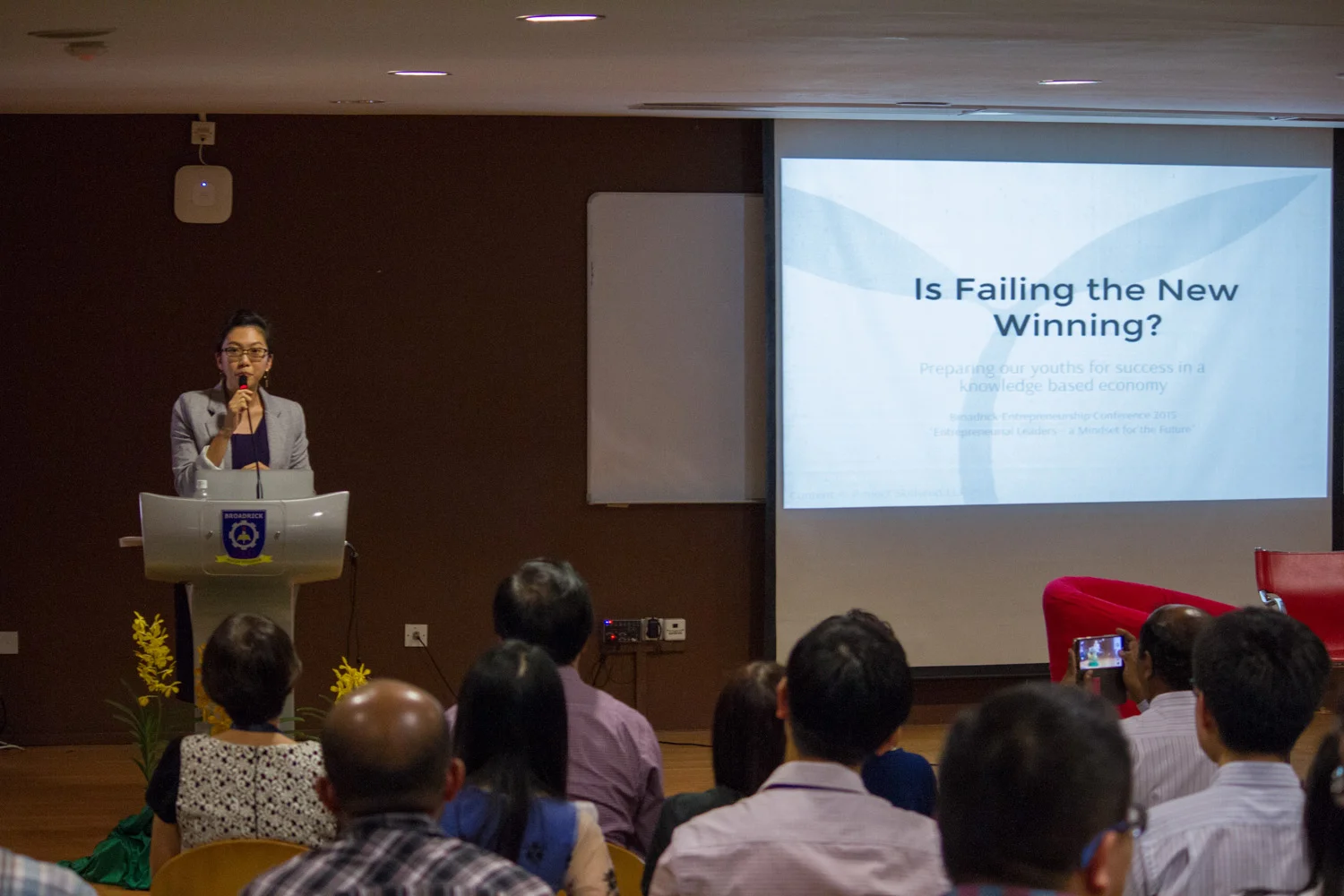 Huijia giving her keynote speech.