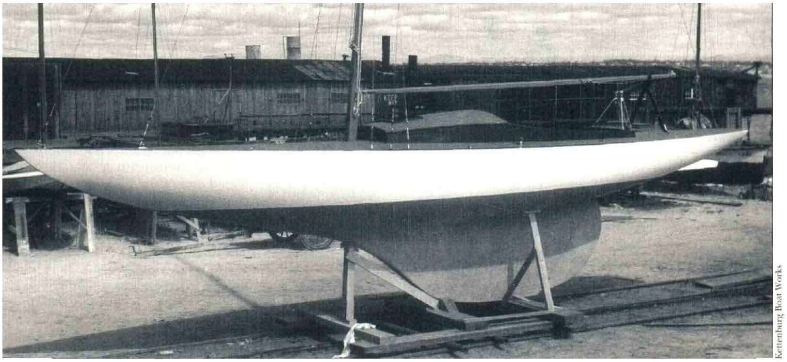 It's easy to see how the sleek shape of the Kettenburg PC hull was as successful as a racing yacht as it was beautiful.