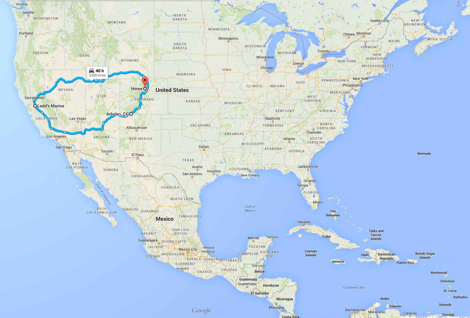 Some perspective of the trip compared to the size of the US