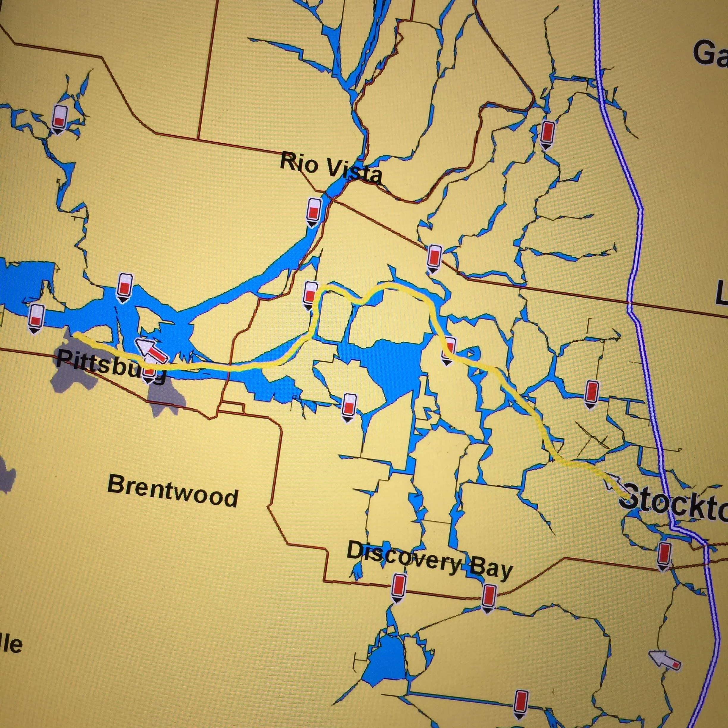 The first leg of the trip. (Sorry for the yellow on yellow, but no control over route color)
