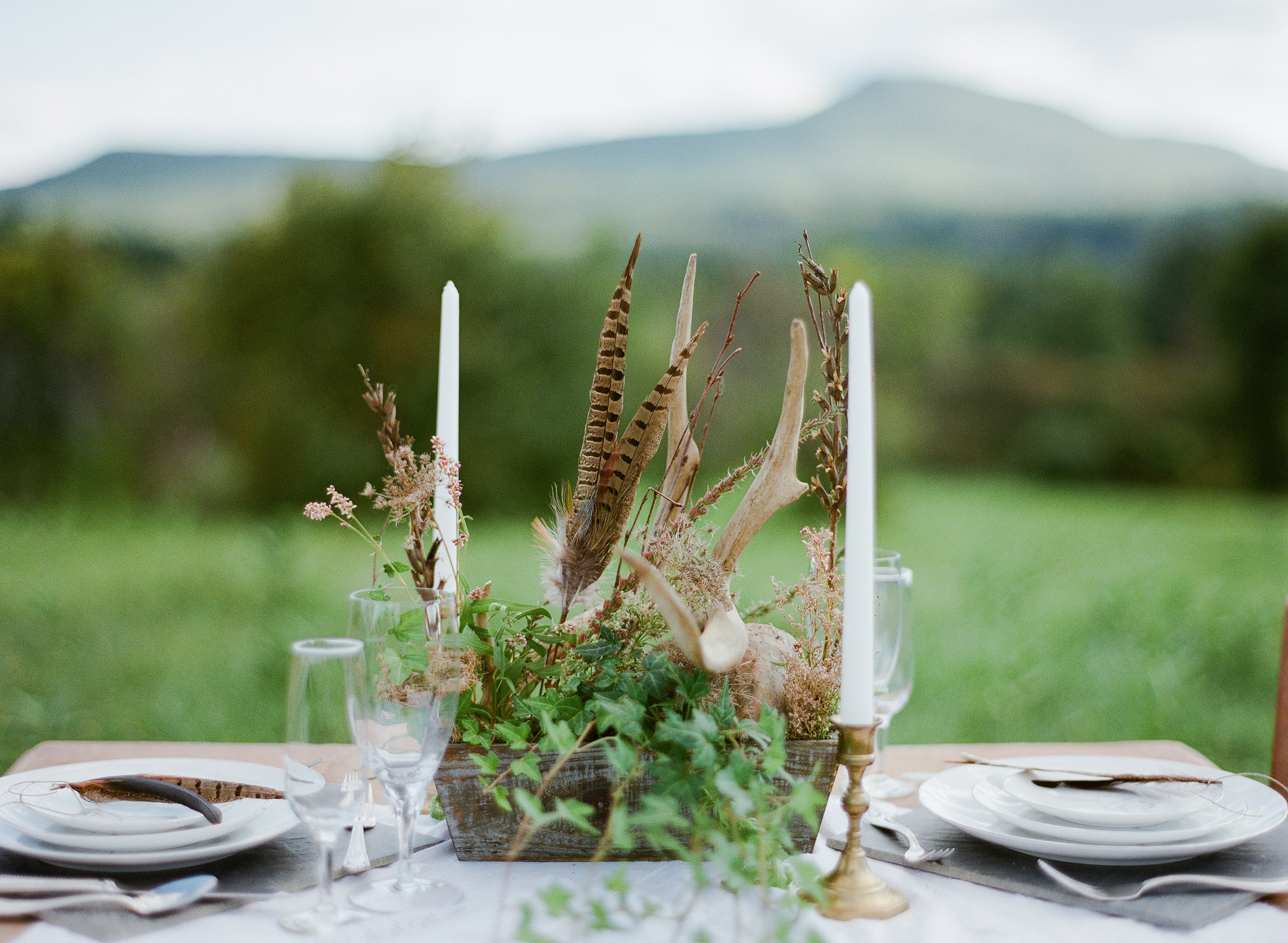 Bohemian outdoor wedding table in Amherst MA