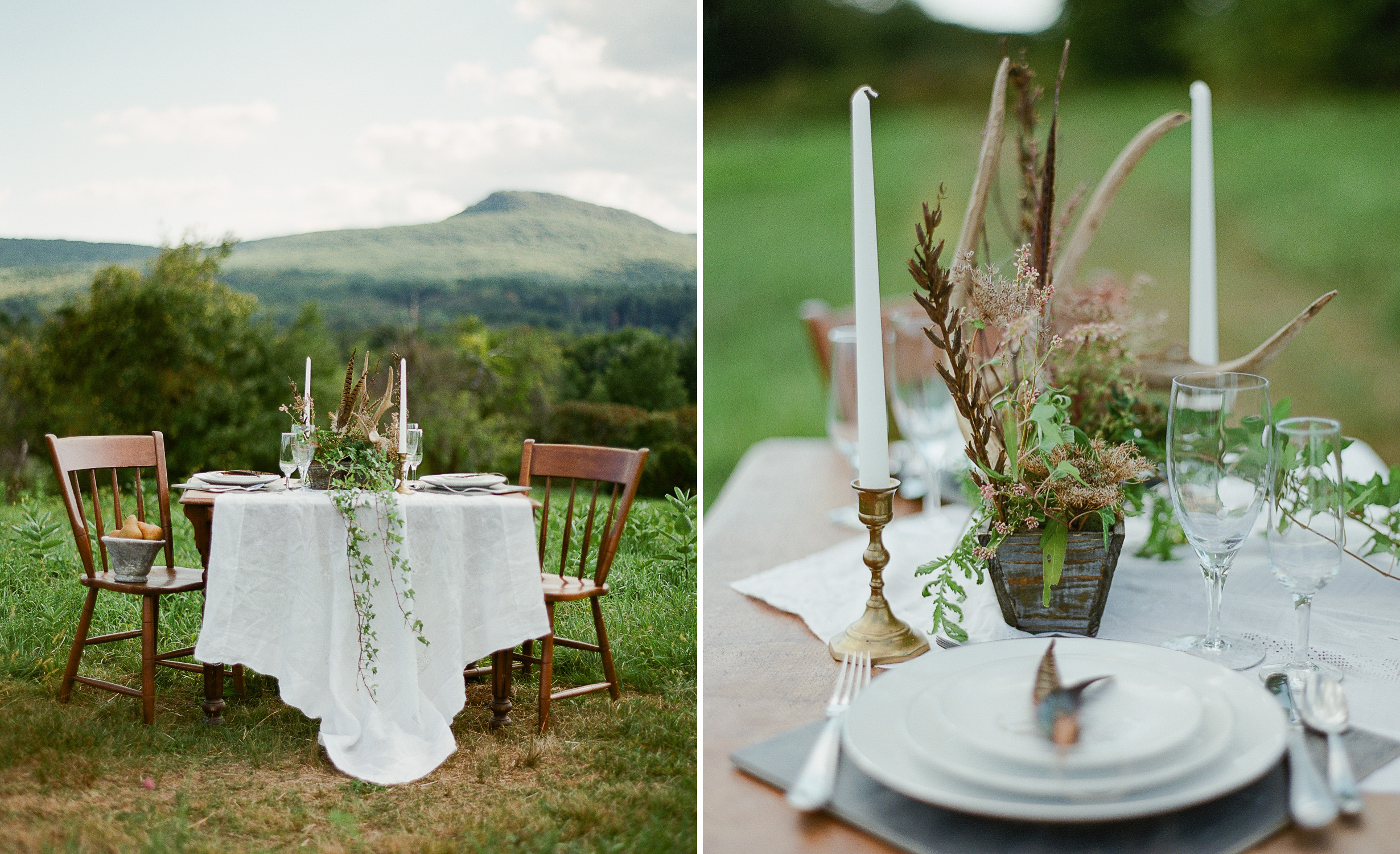 Outdoor wedding sweetheart table Berkshires