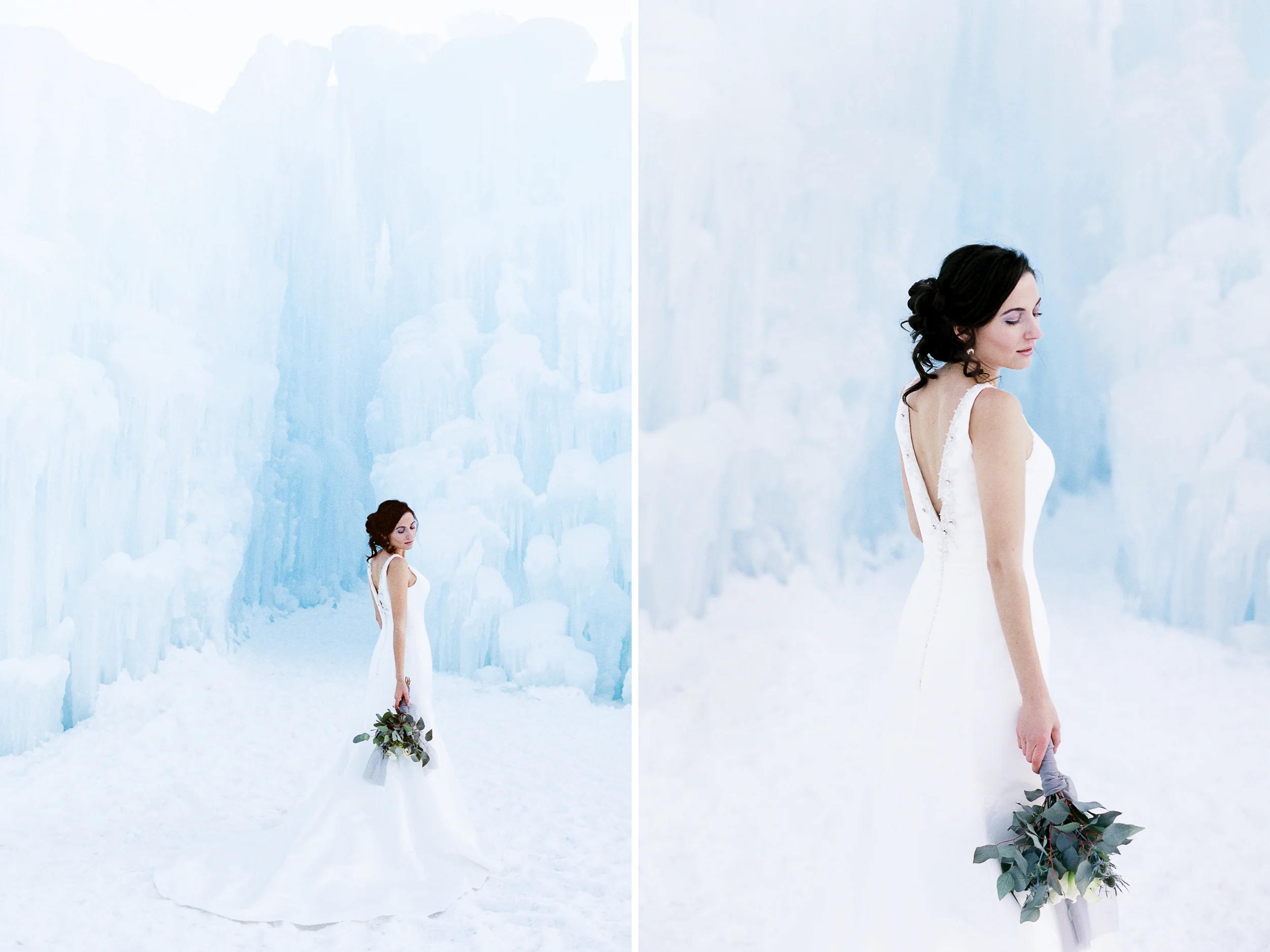 A Bridal Editorial featuring the New Hampshire Ice Castle