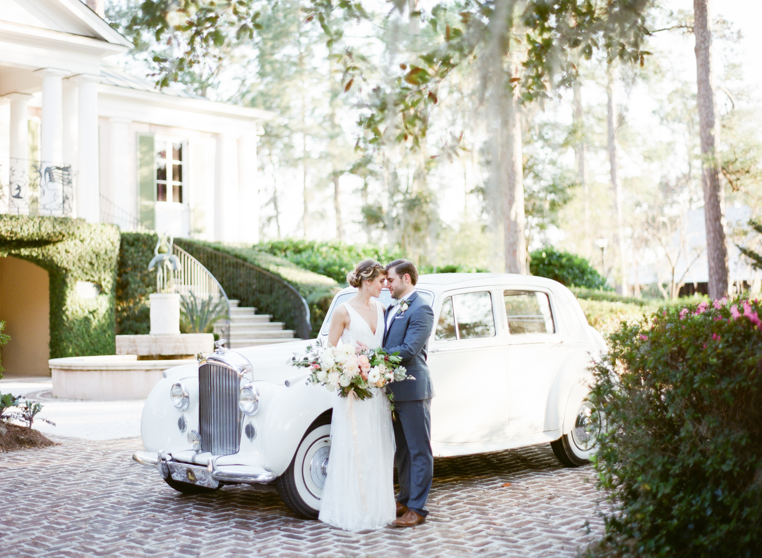 Vintage Car Wedding Portrait, Savannah