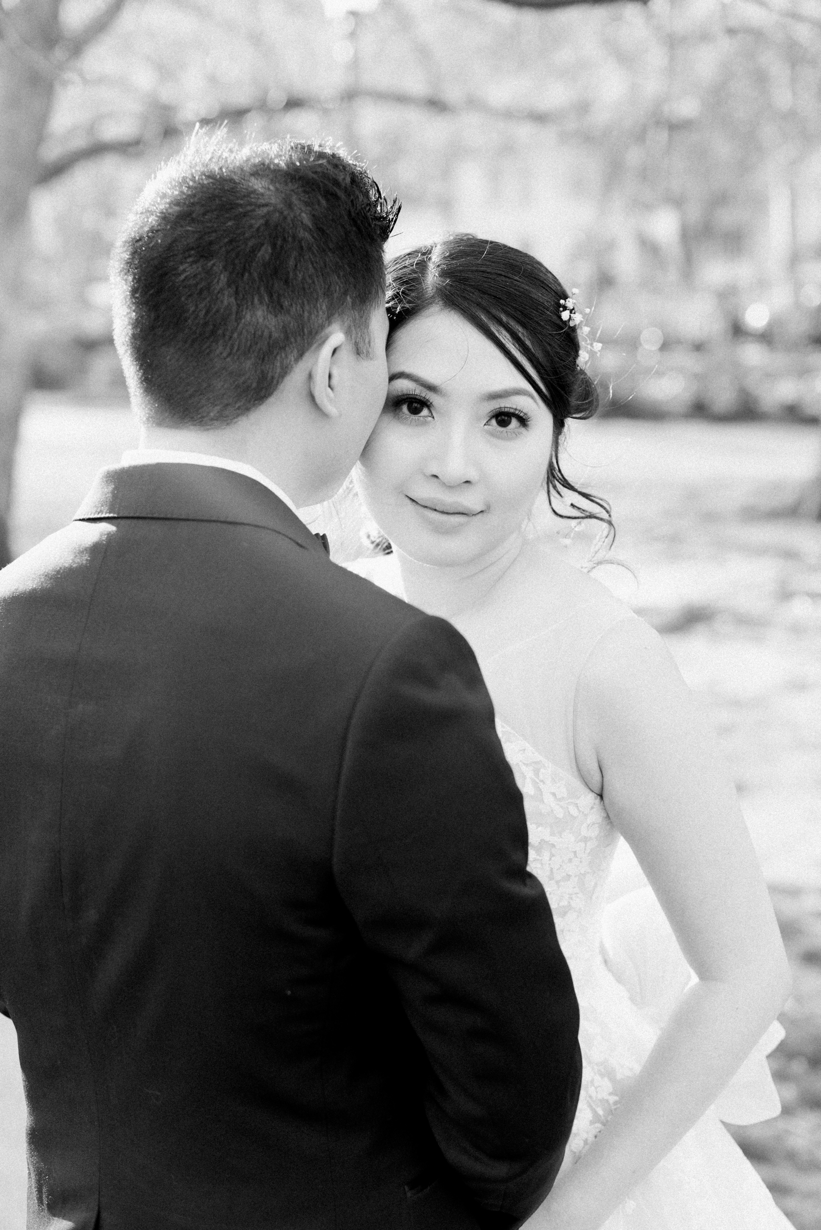 Bride and Groom Portraits at the Public Garden in Boston