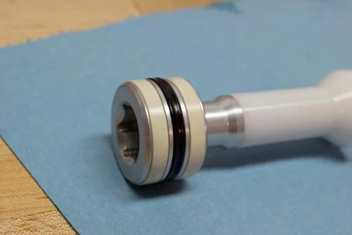 A close-up of the air spring piston.