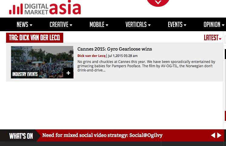 Publication July 1st Digital Market Asia Cannes 2015: Gyro Gearloose wins