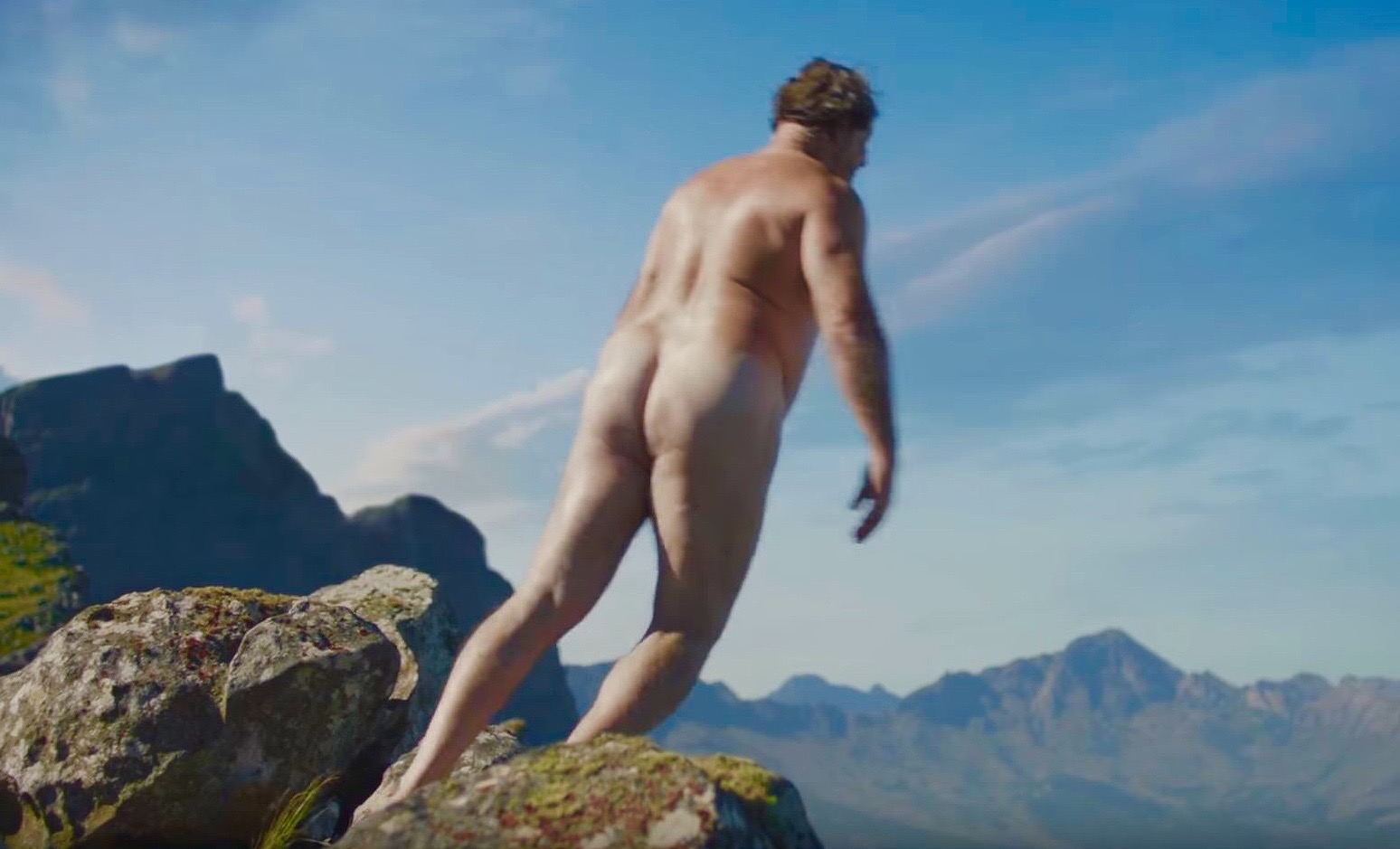 Verwarde Hornbach-man springt van berg.