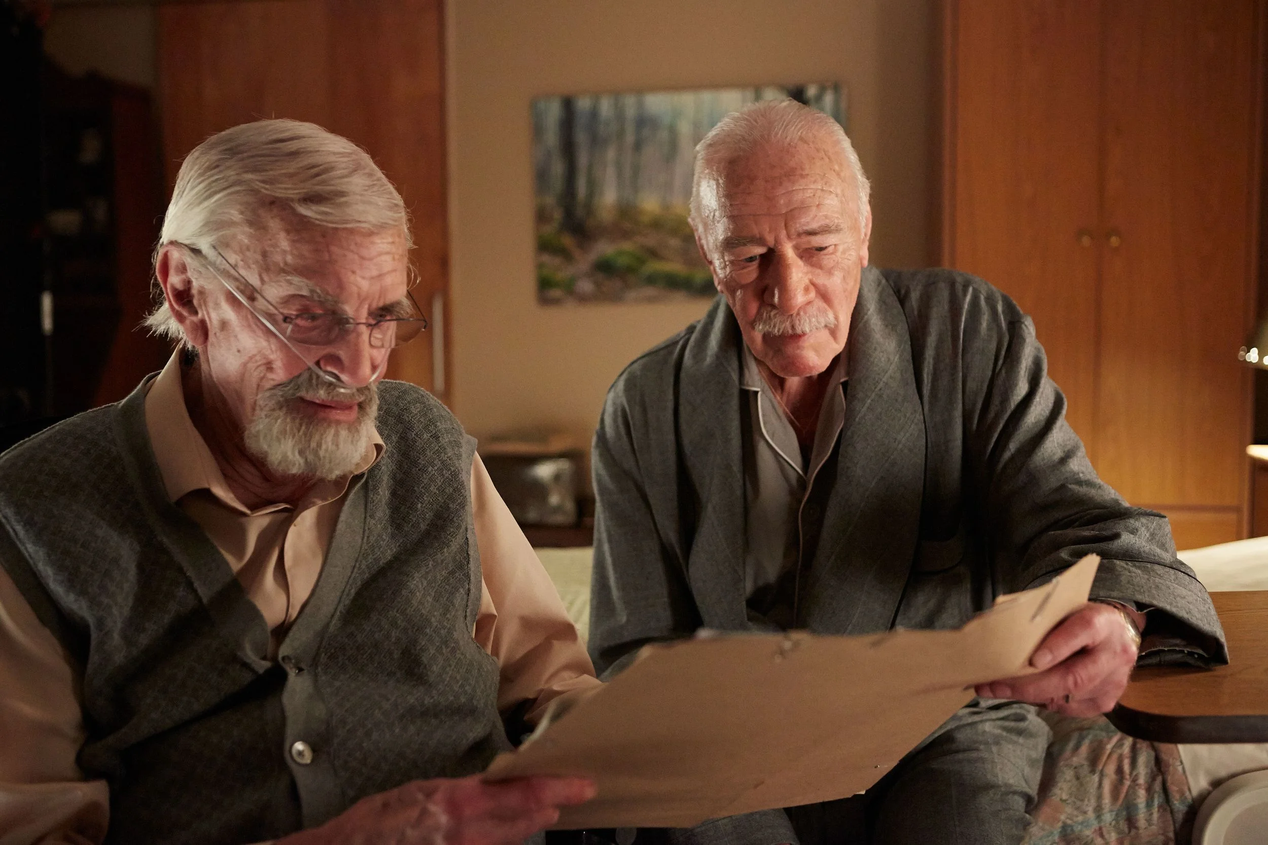 Holocaust survivors (Martin Landau, left; Christopher Plummer) plot in Remember .