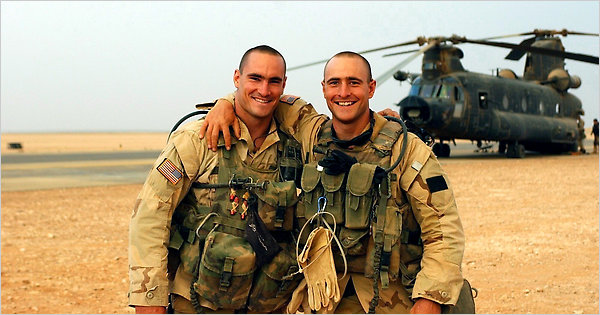 As an NFL star, Pat Tillman (left) was the most celebrated post 9/11 enlistee