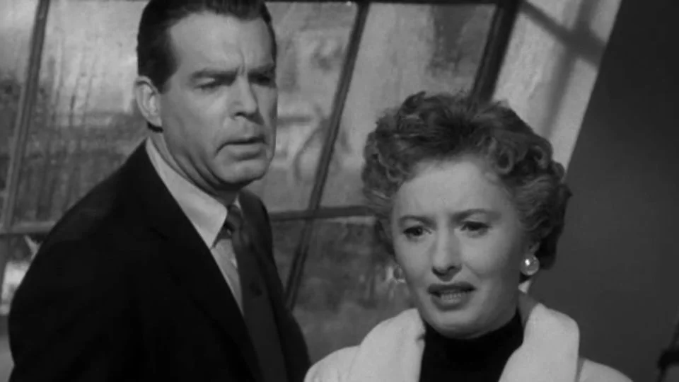 Fred MacMurray and Barbara Stanwyck as Cliff Groves and Norma Vale