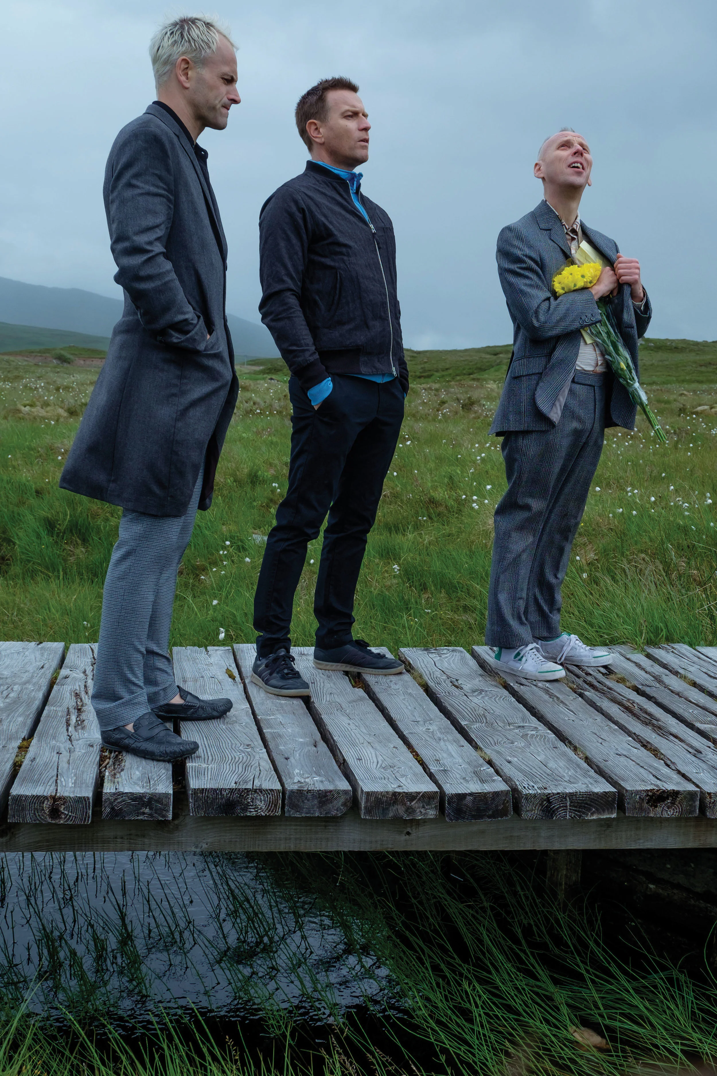 Reunited after 20 years: Jonny Lee Miller as Sick Boy, Ewan McGregor as Mark Renton, and Ewen Bremner as Spud.