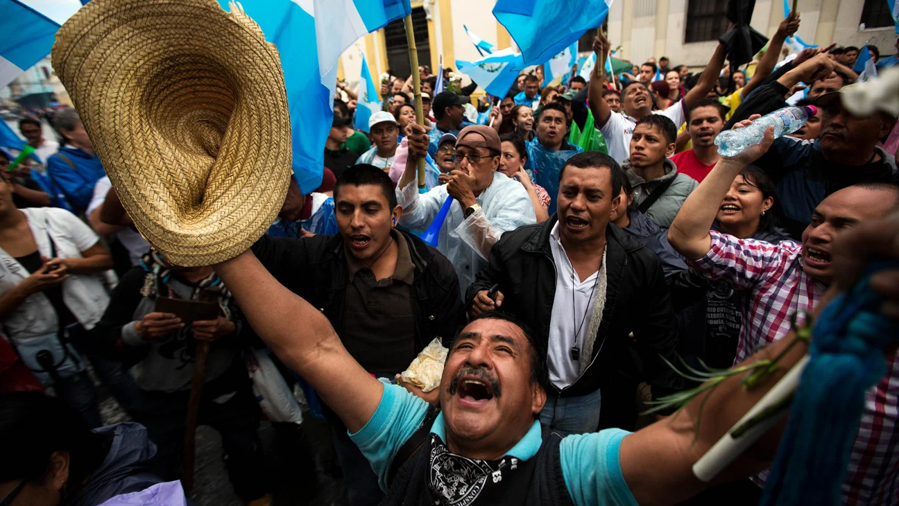 Jubilation at Protest: The culmination of the citizen's uprising in 500 Years was the bringing down of the President and Vice-President of Guatemala who are now in jail awaiting trial.