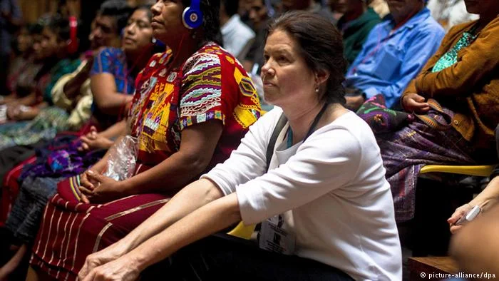 Pamela Yates attending the trial of Ríos Montt in Guatemala City.