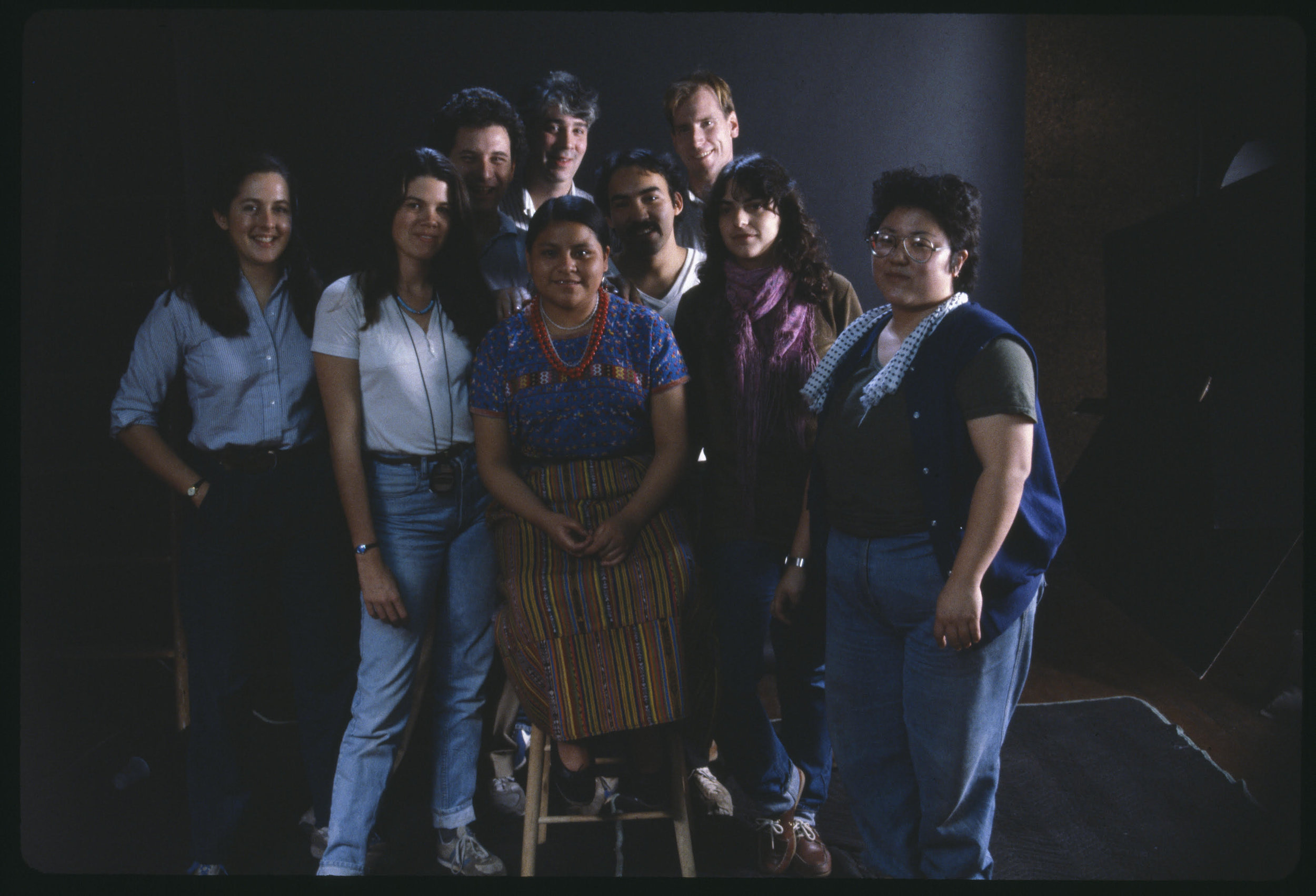 Rigoberta Menchú and crew of When the Mountains Tremble in 1983. Pamela Yates is second from the left. Photo by skylight.is.