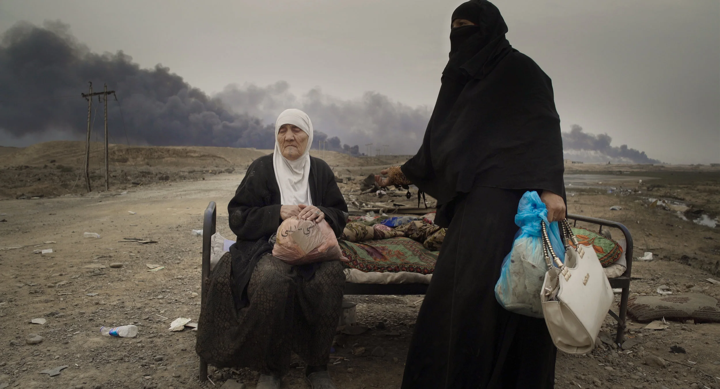 Two women pictured in Mosul, Iraq in Human Flow.