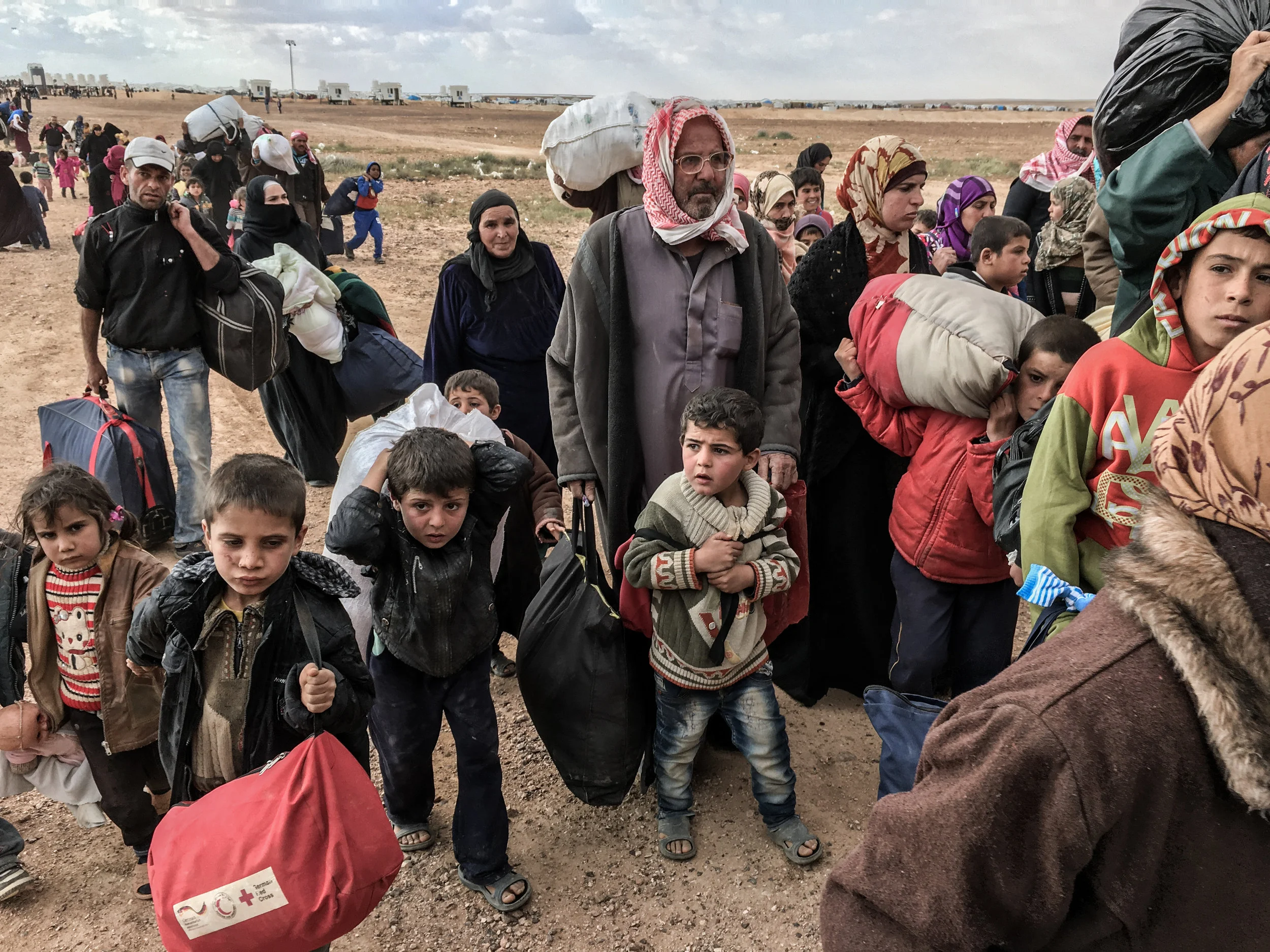 Refugees at the Jordan-Syria border in Human Flow.
