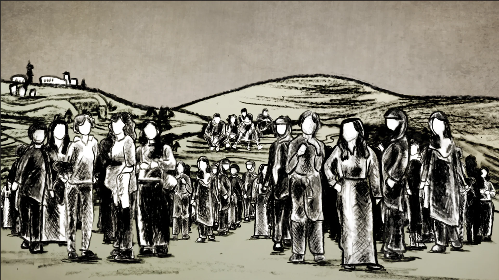 The solidarity of Palestinian women is represented by direct under-camera animation in Naila and the Uprising.