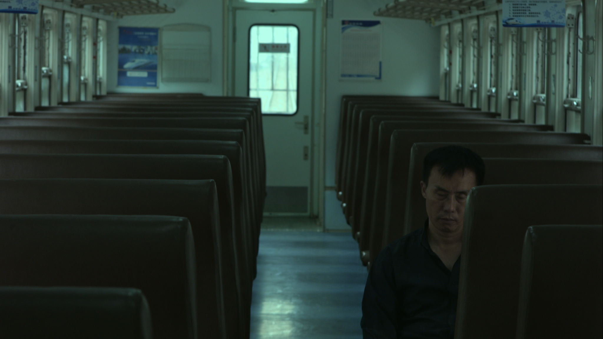 Dreamer on an empty train.