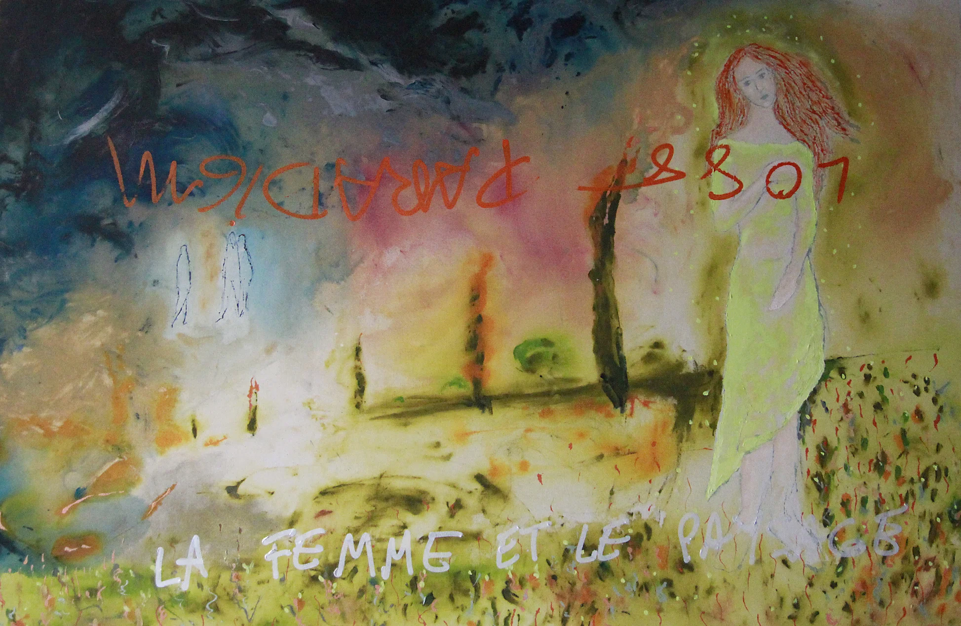 La femme et le paysage, 2013, acrylic and ink on raw canvas, 175 x 225 cm