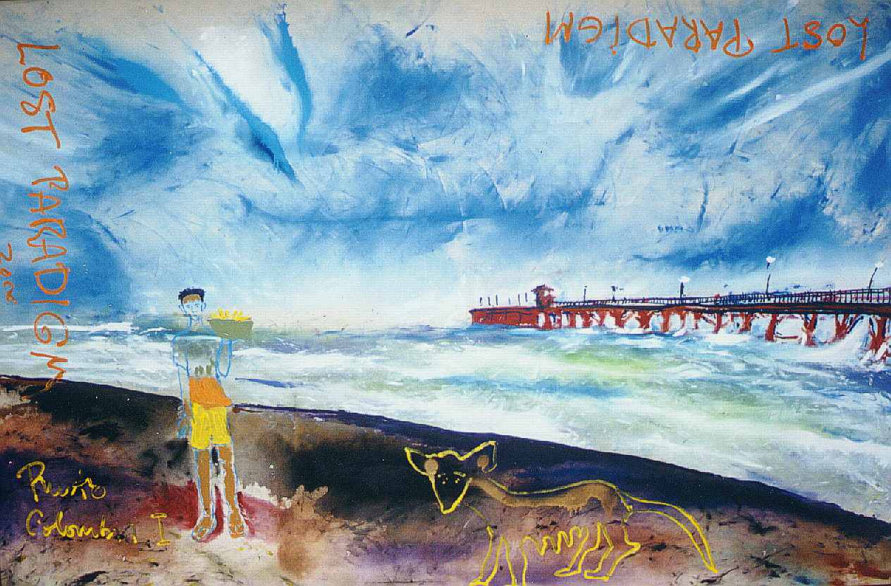 Puerto Colombia, 2004, acrylic and ink on raw canvas, 185 x 250 cm