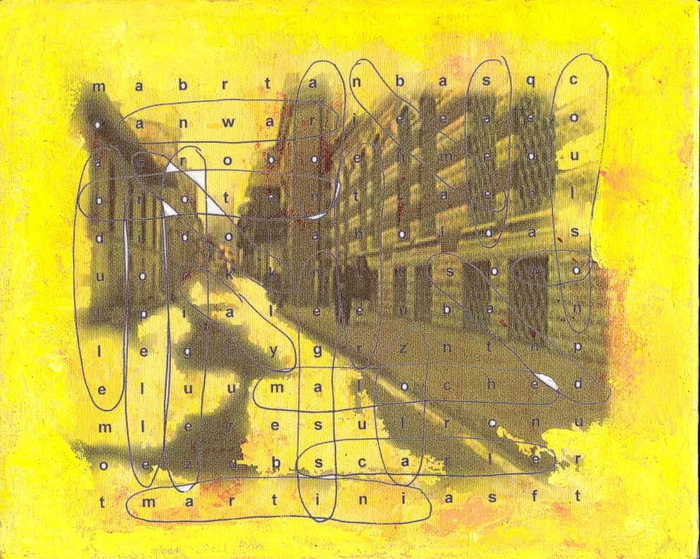 La liste, 2005, acrylic and ink on canvas, 20 x 25 cm