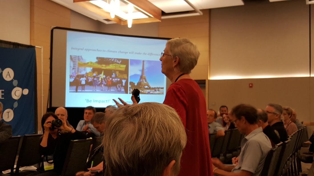 Marilyn Hamilton making a connection with Karen O'Brien's keynote and the Pope's ecological encyclical, Laudato SI .