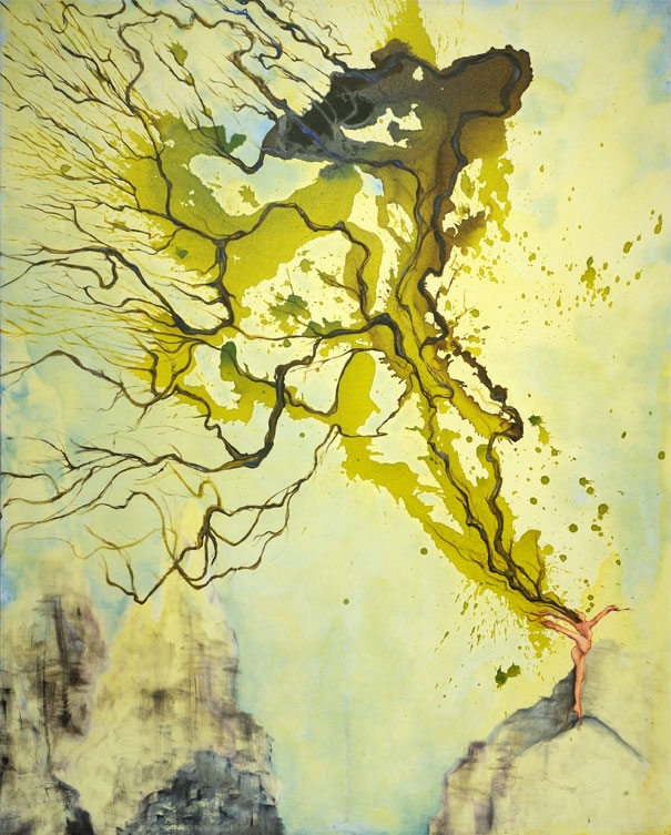 Daphne's Spring: mixed media painting 60" x 48"