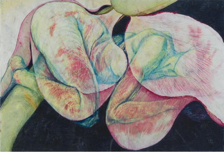Lotus/Lotis: Bloom. mixed media drawing 37"x25" 2009