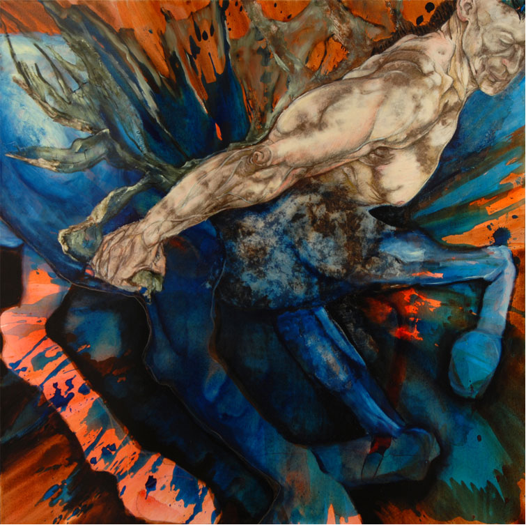 BLUE CENTAUR WORLD-WASTING: mixed media 74” x 60” 2008
