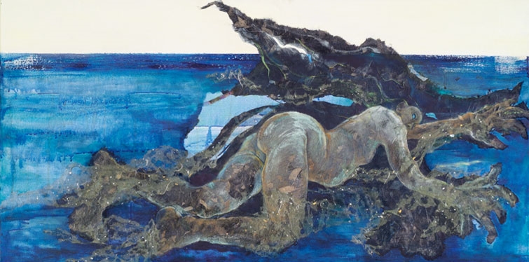 Alcyone's Long Dark Night: mixed media 24” x 48” 2005