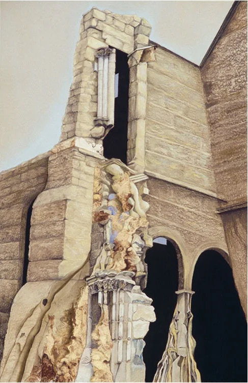 TOWER OF SONG: color pencil/pastel/bark paper 40” x 26” 1996