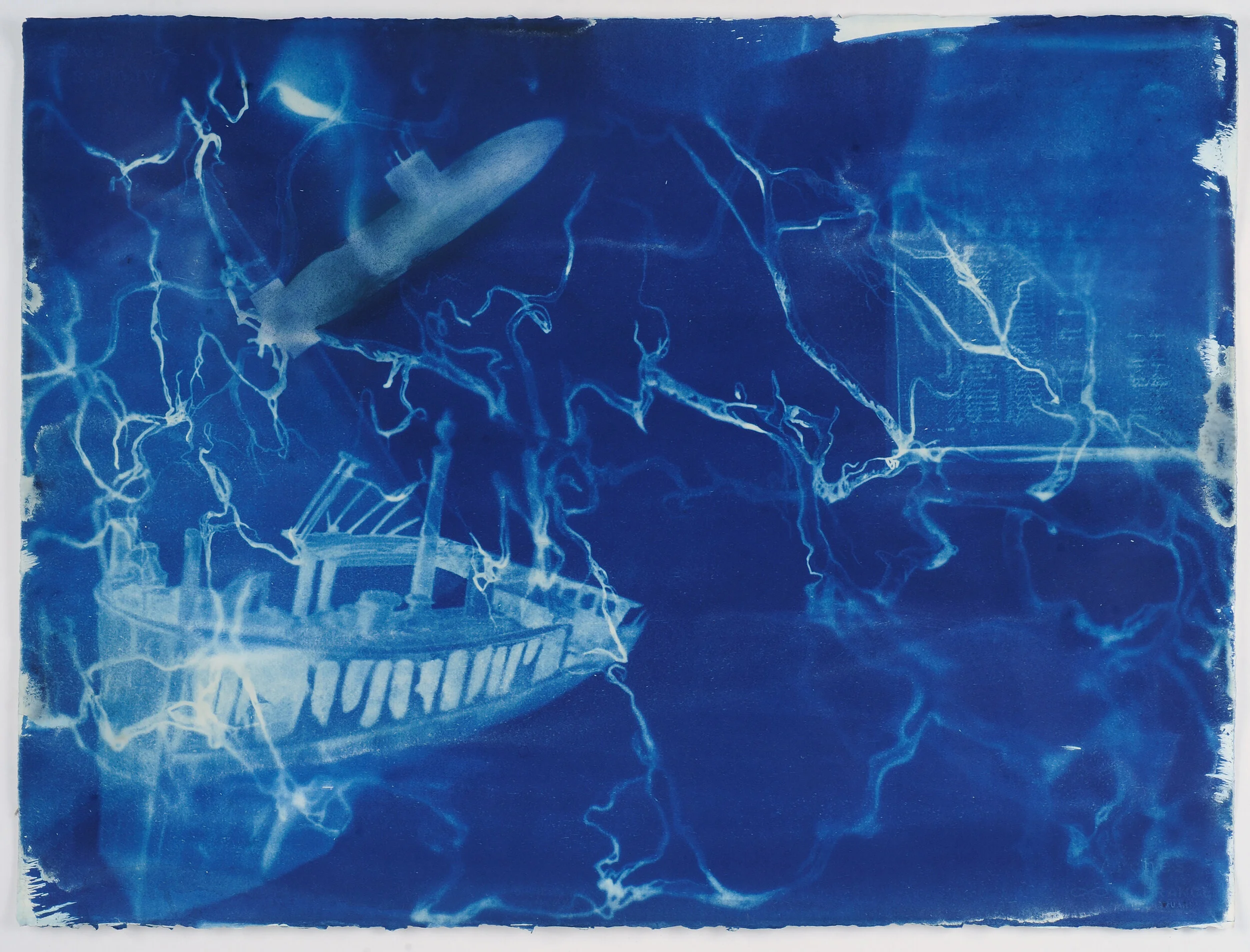 FATHOMS DEEP: Cyanotype on paper 30” x 22”